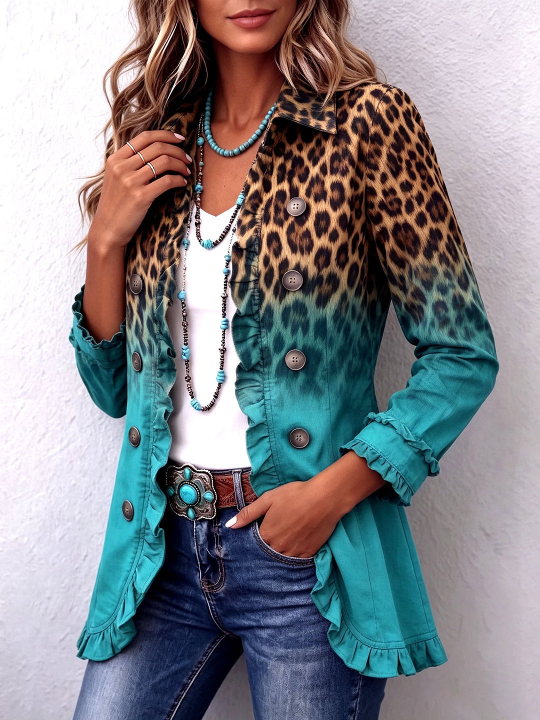 Beatriz | Blazer Leopardí Degradovaný s Volánmi
