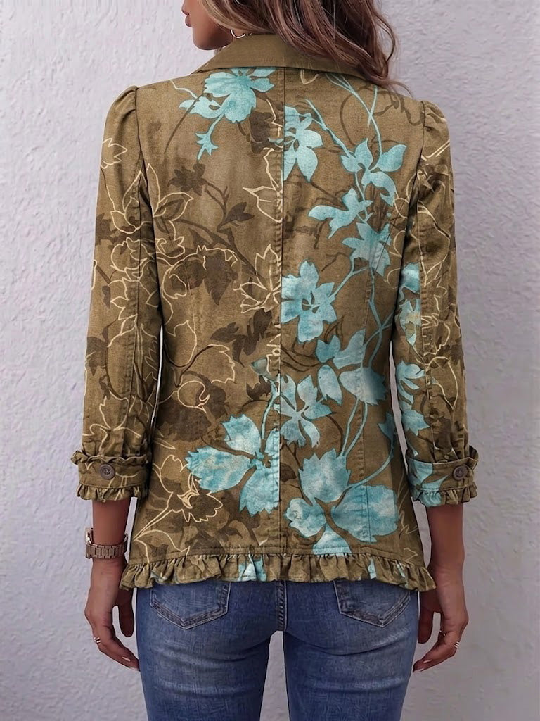 Bianca | Boho Kvetinová Vintage Bunda s Volánmi