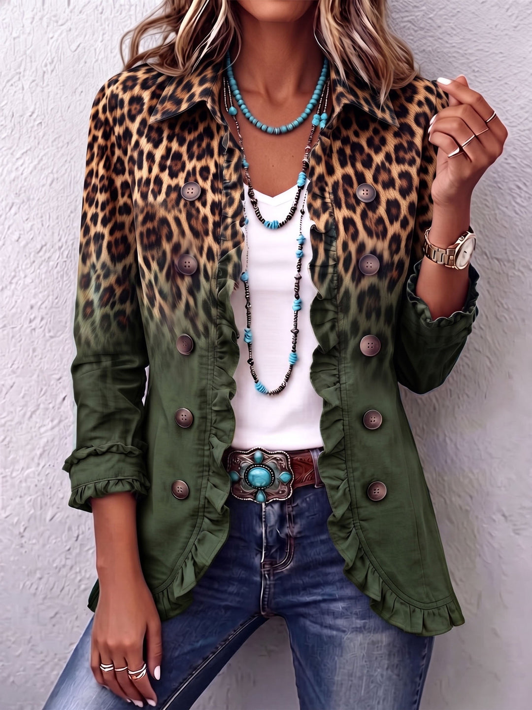 Beatriz | Blazer Leopardí Degradovaný s Volánmi